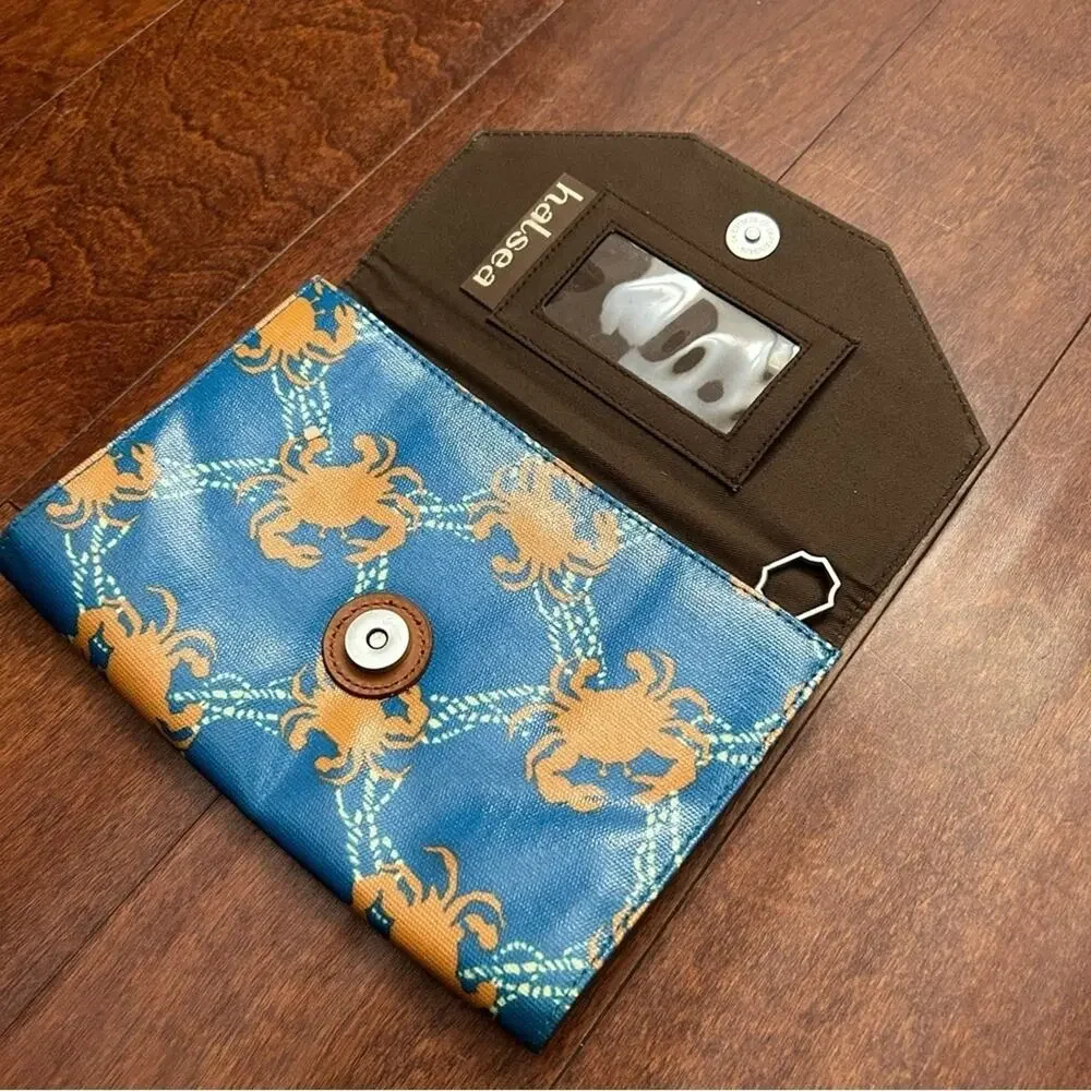 Halsea Blue and Orange Crab Pattern Clutch
